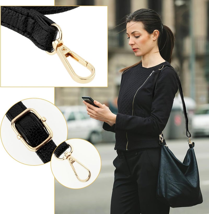 Telooco Purse Strap Replacement 33.4-59 Inch Adjustable Leather Belt for Purse Crossbody Bag Handbags,Black - Image 5